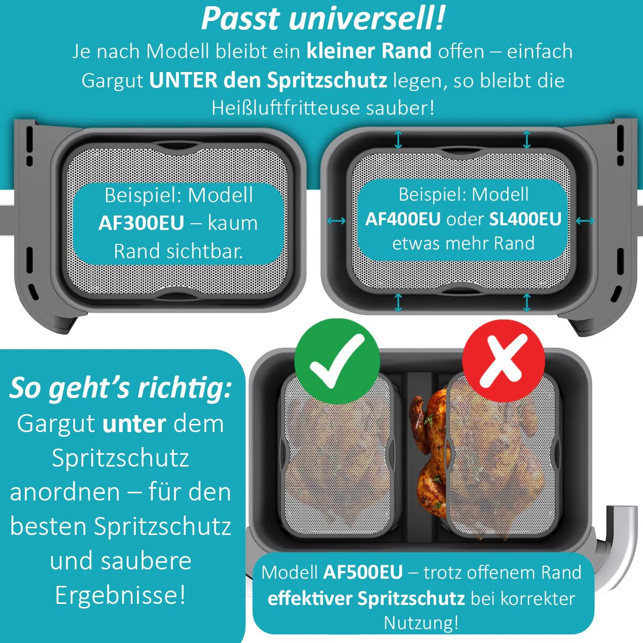 ZauberFry | Universeller Spritzschutz für Ninja AF300EU, SL300EU, AF500EU, SL400EU (2er-Set) - Image 4